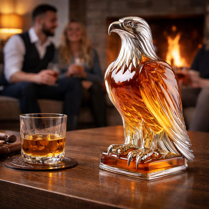 Perched Eagle Whisky Decanter in Sculpted Glass
