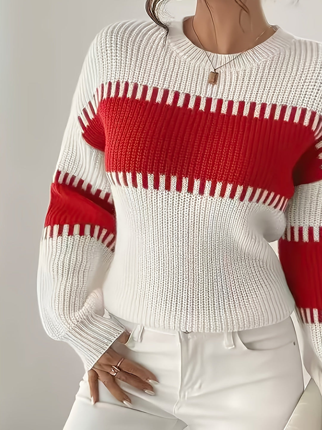 Thomasin™ | Women's Colour Block Striped Drop Shoulder Sweater