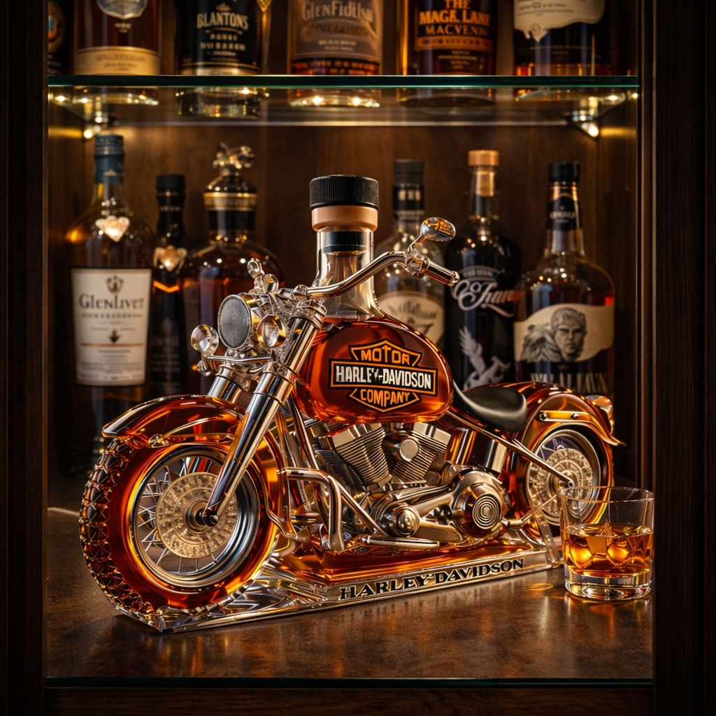 Motorcycle Whisky Decanter in Sculpted Glass