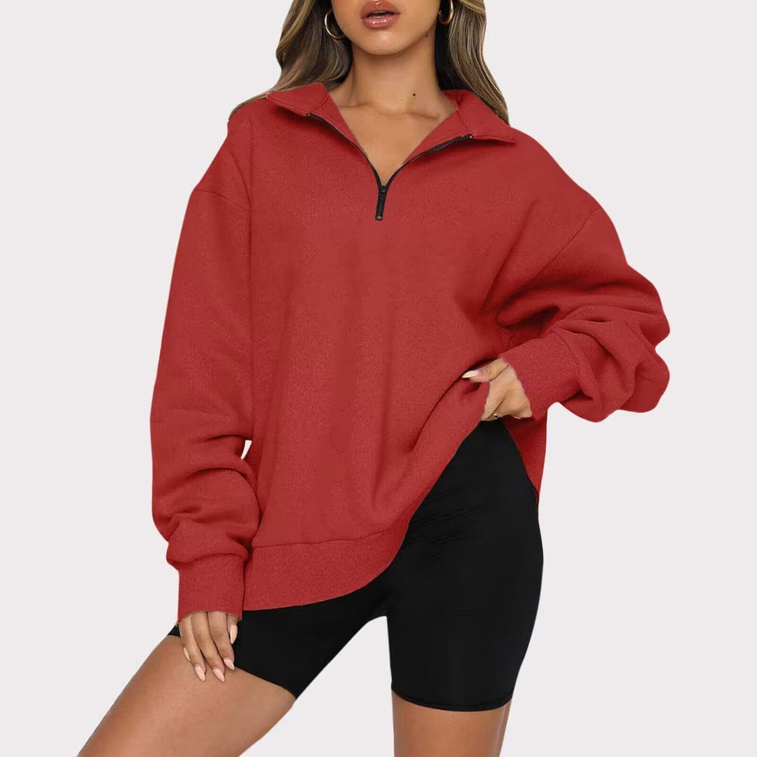 Velma™ | Women's Oversized Half Zip Collared Sweatshirt