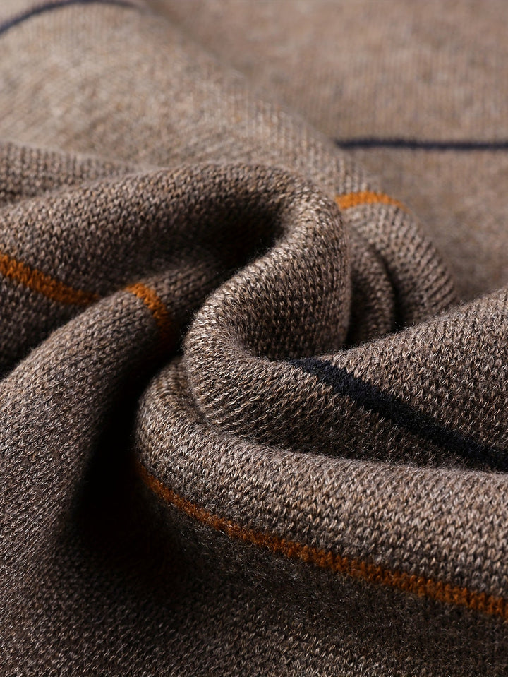 Montgomery™ | Men's Striped Zip Neck Sweater with Ribbed Cuffs