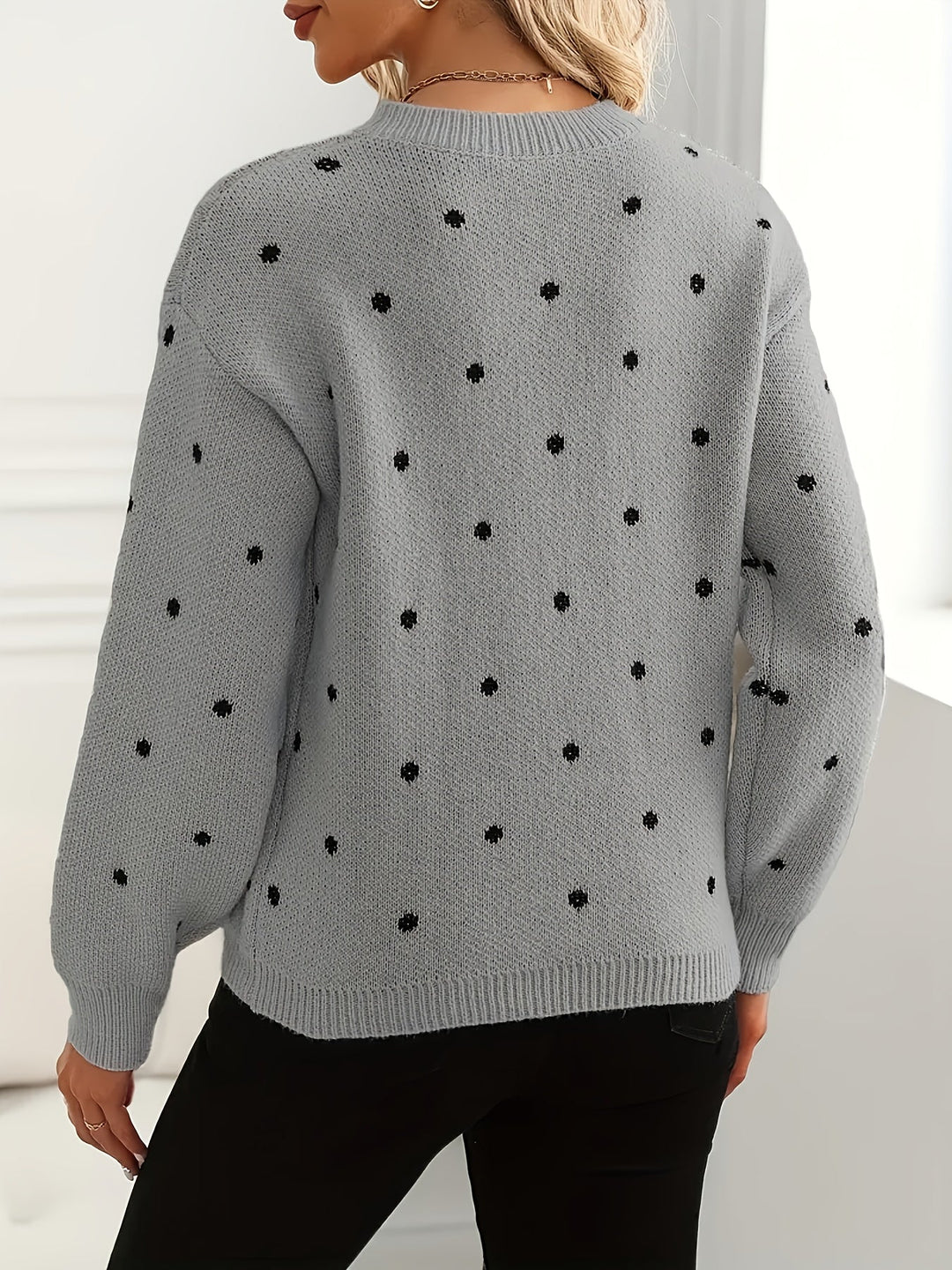 Ismay™ | Women's Polka Dot Crew Neck Knit Sweater