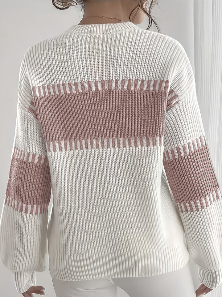 Thomasin™ | Women's Colour Block Striped Drop Shoulder Sweater