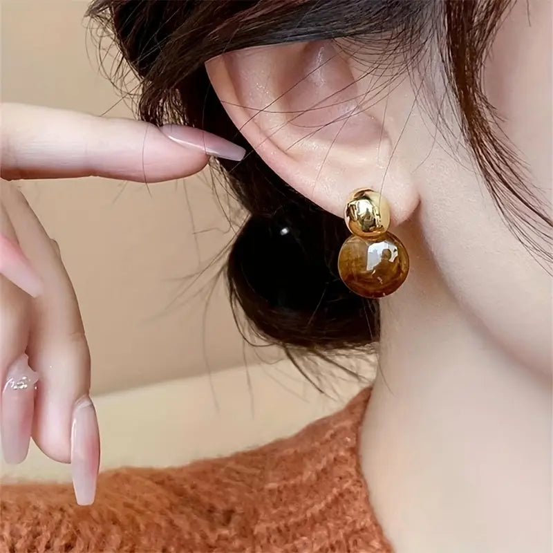 Aurélie Amber Hanging Earrings | Gold