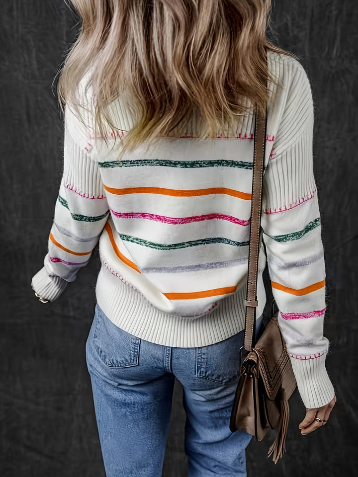 Nesta™ | Women's Striped Round Neck Knit Sweater