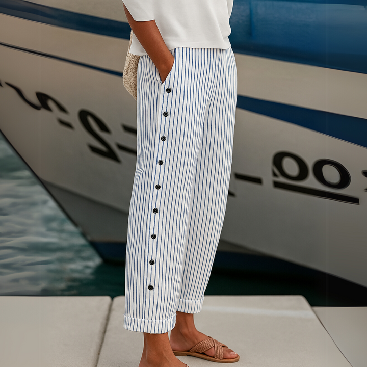 Caitlin | Striped Button-Up Pants