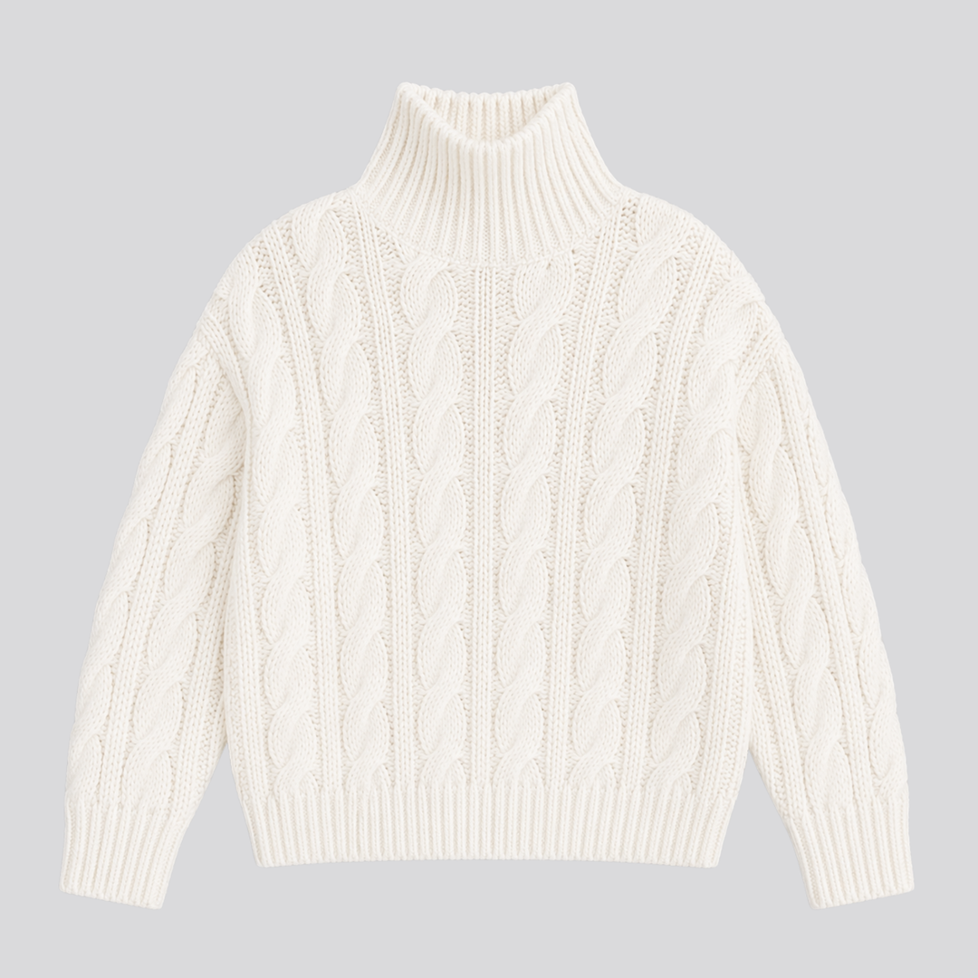 Emeline™ | Merino Wool Funnel Neck Sweater with Textured Knit