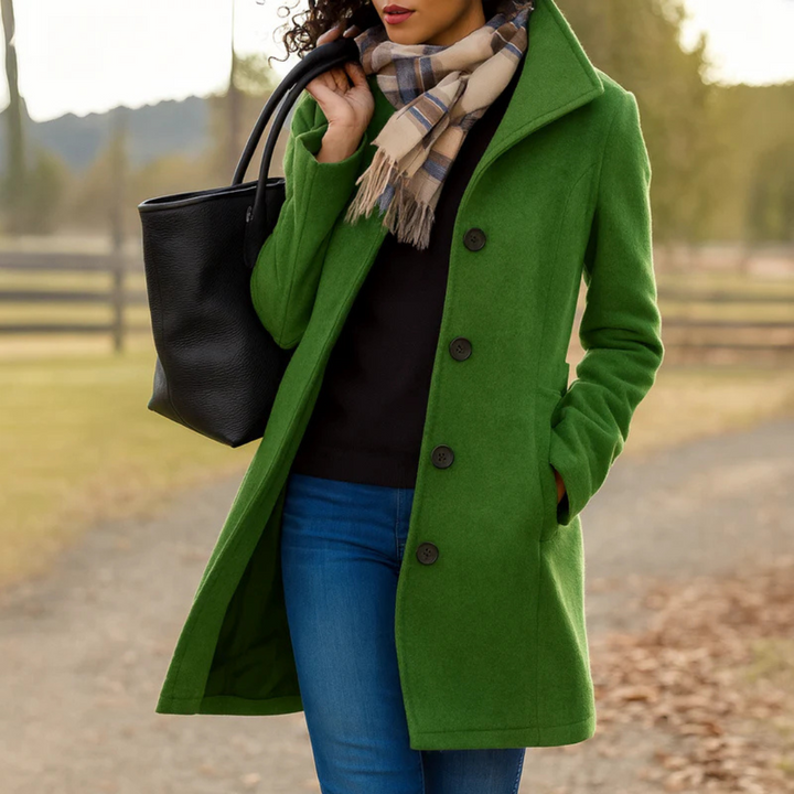 Liselotte™ | Women's Long Single Breasted Winter Coat with Notch Collar