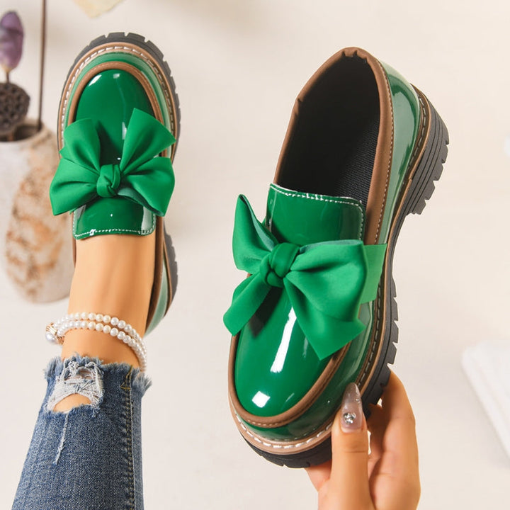 Shiny Loafers with Bow