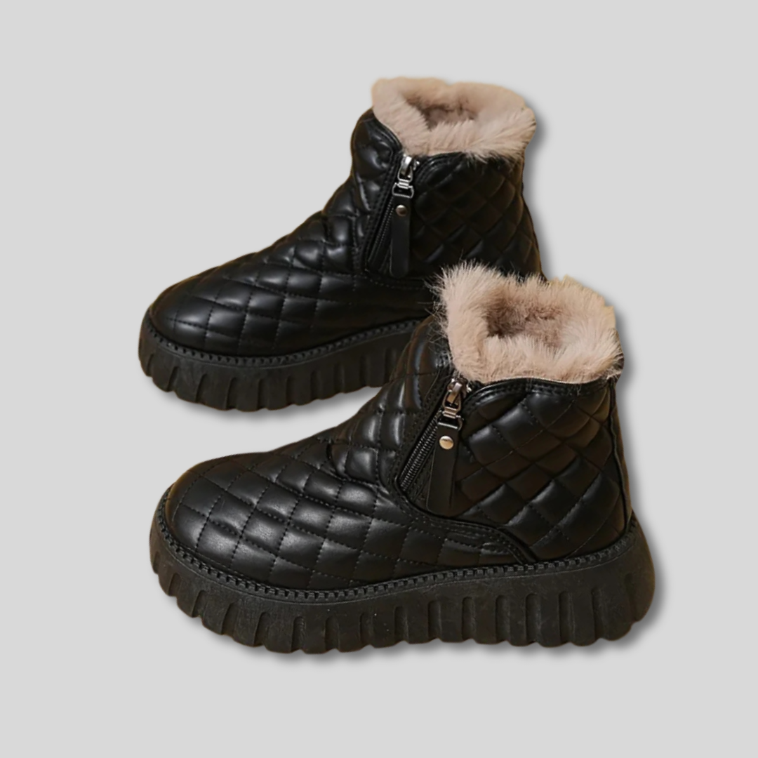 Fabienne™ | Women's Quilted Platform Winter Boots with Plush Collar