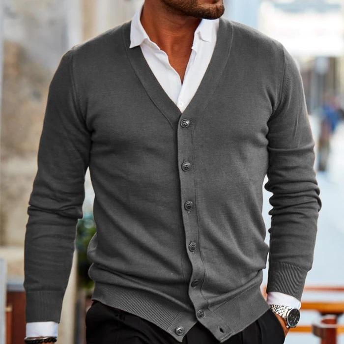 Harvey™ | Men's Fine Knit V-Neck Button Cardigan