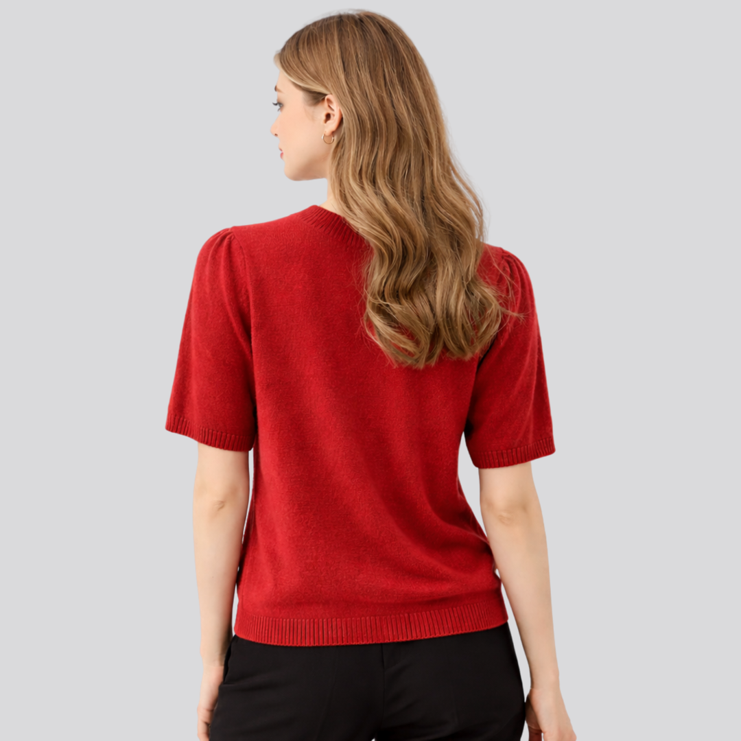 Genevra™ | Merino Wool Short Sleeve T-Shirt, Red