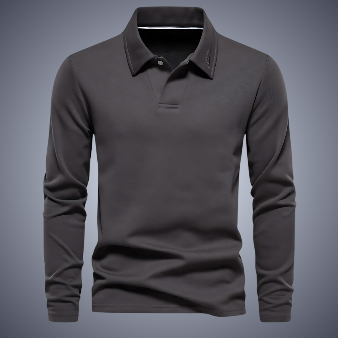 Fabian™ | Men's Long Sleeve Polo Shirt with One-Button Placket