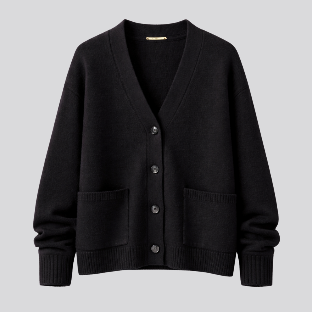 Astrid™ | Fine Knit Button-Front Cardigan with Ribbed Cuffs