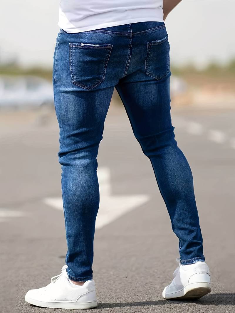 Dario™ | Men's Slim Stretch Jeans with Distressed Details