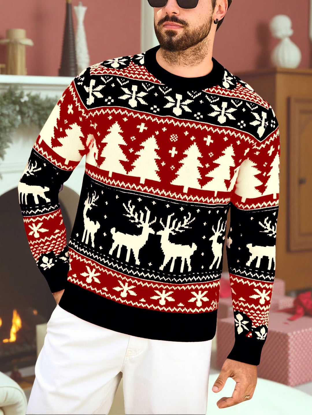 Bennet™ | Men's Christmas Reindeer Knit Sweater with Crew Neck