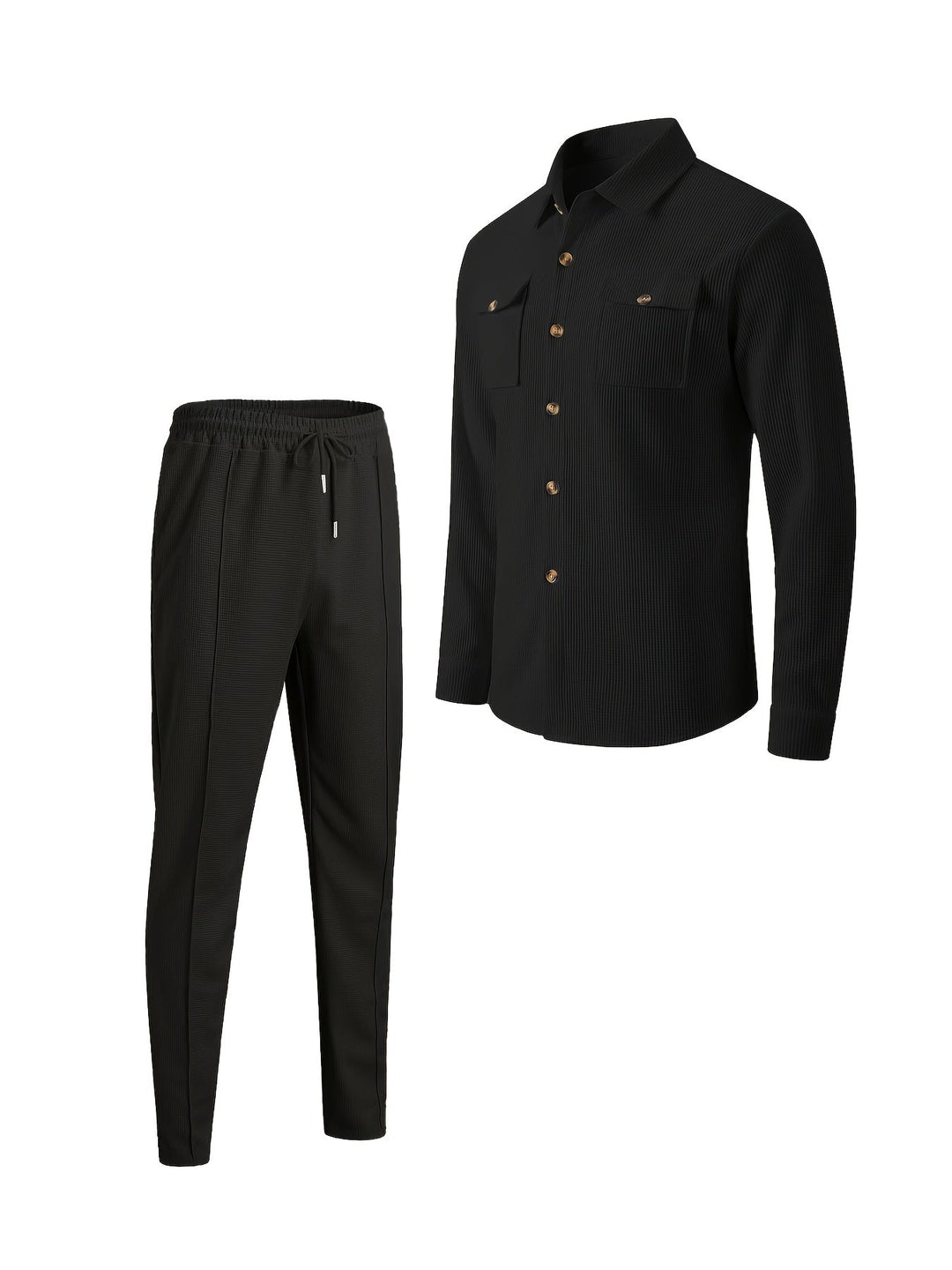 Valerian™ | Men's Two Piece Set with Button Front Shirt Jacket and Drawstring Trousers