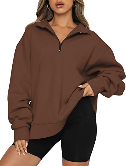 Velma™ | Women's Oversized Half Zip Collared Sweatshirt