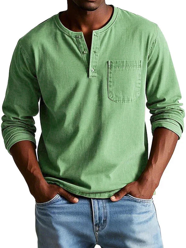 Gauthier™ | Men's Long Sleeve Henley Shirt with Chest Pocket