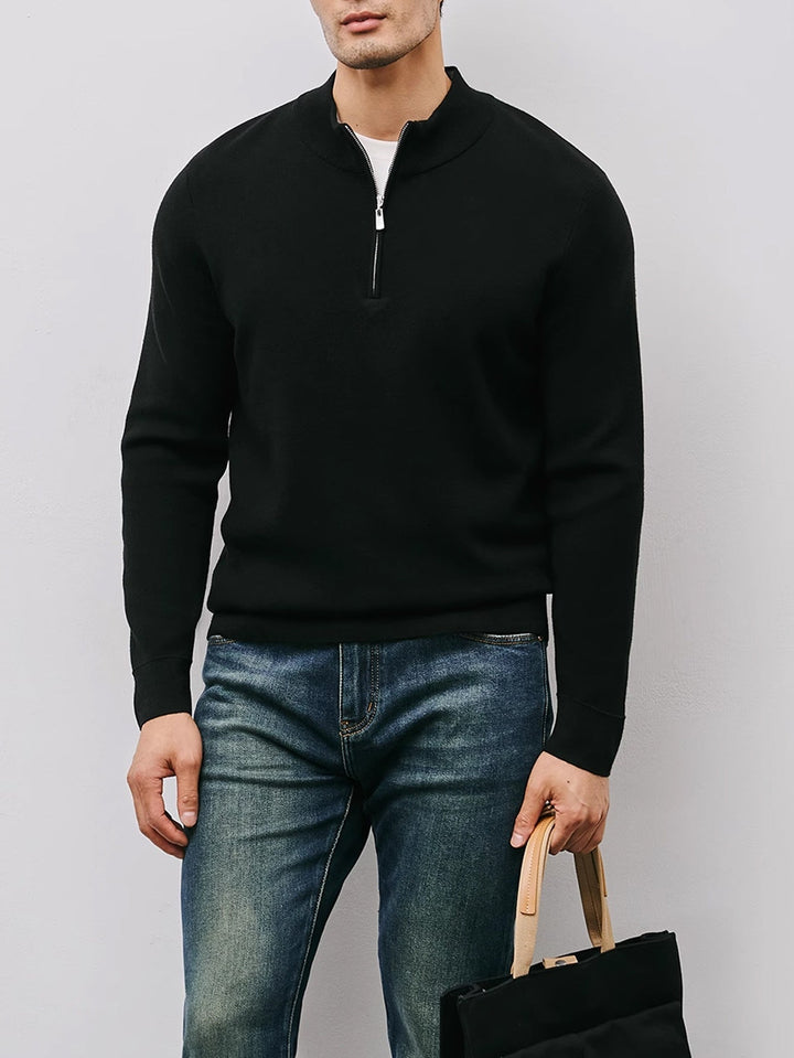 Thaddeus™ | Men's Quarter Zip Sweater with Stand Collar