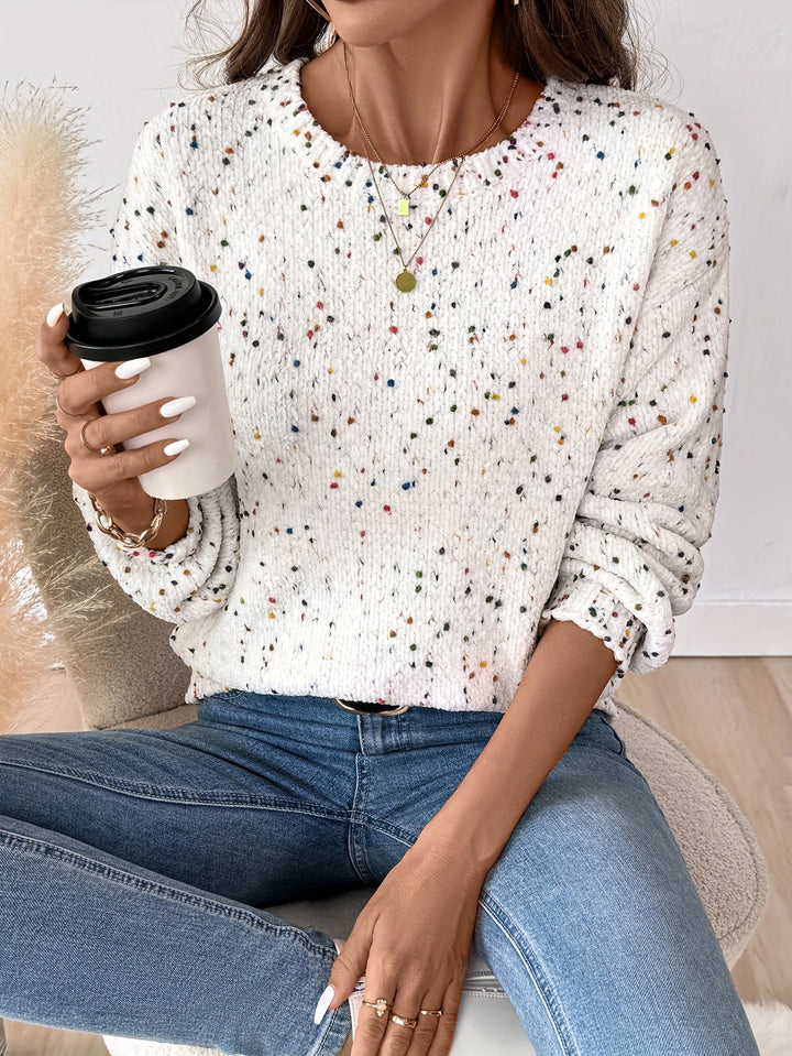 Honorine™ | Women's Speckled Round Neck Knit Sweater
