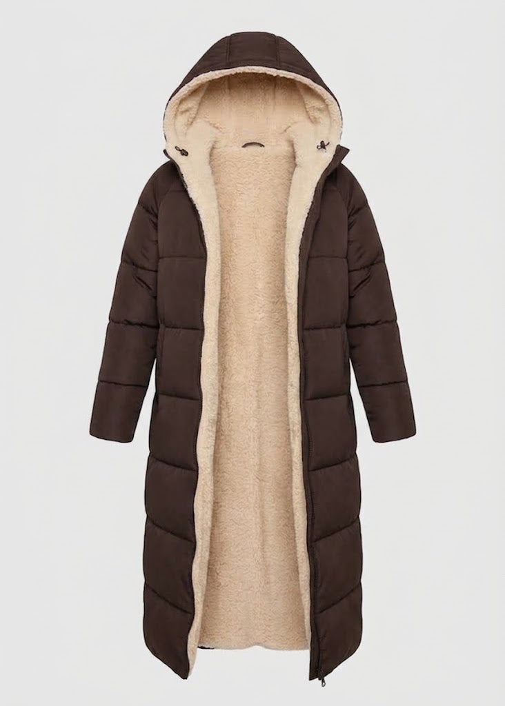 Yvaine™ | Women's Sherpa Lined Hooded Long Puffer Coat