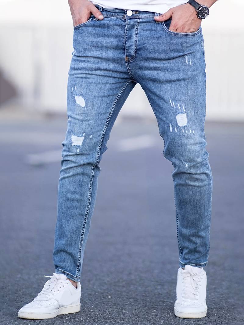 Dario™ | Men's Slim Stretch Jeans with Distressed Details