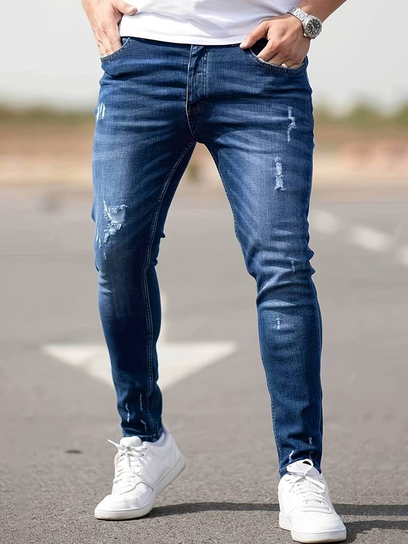 Dario™ | Men's Slim Stretch Jeans with Distressed Details