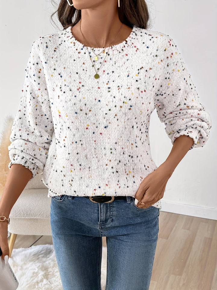 Honorine™ | Women's Speckled Round Neck Knit Sweater