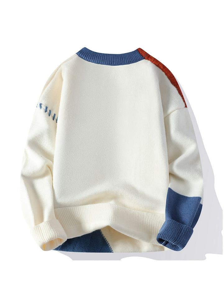 Cornelius™ | Men's Colour Block Cable Knit Sweater with Crew Neck
