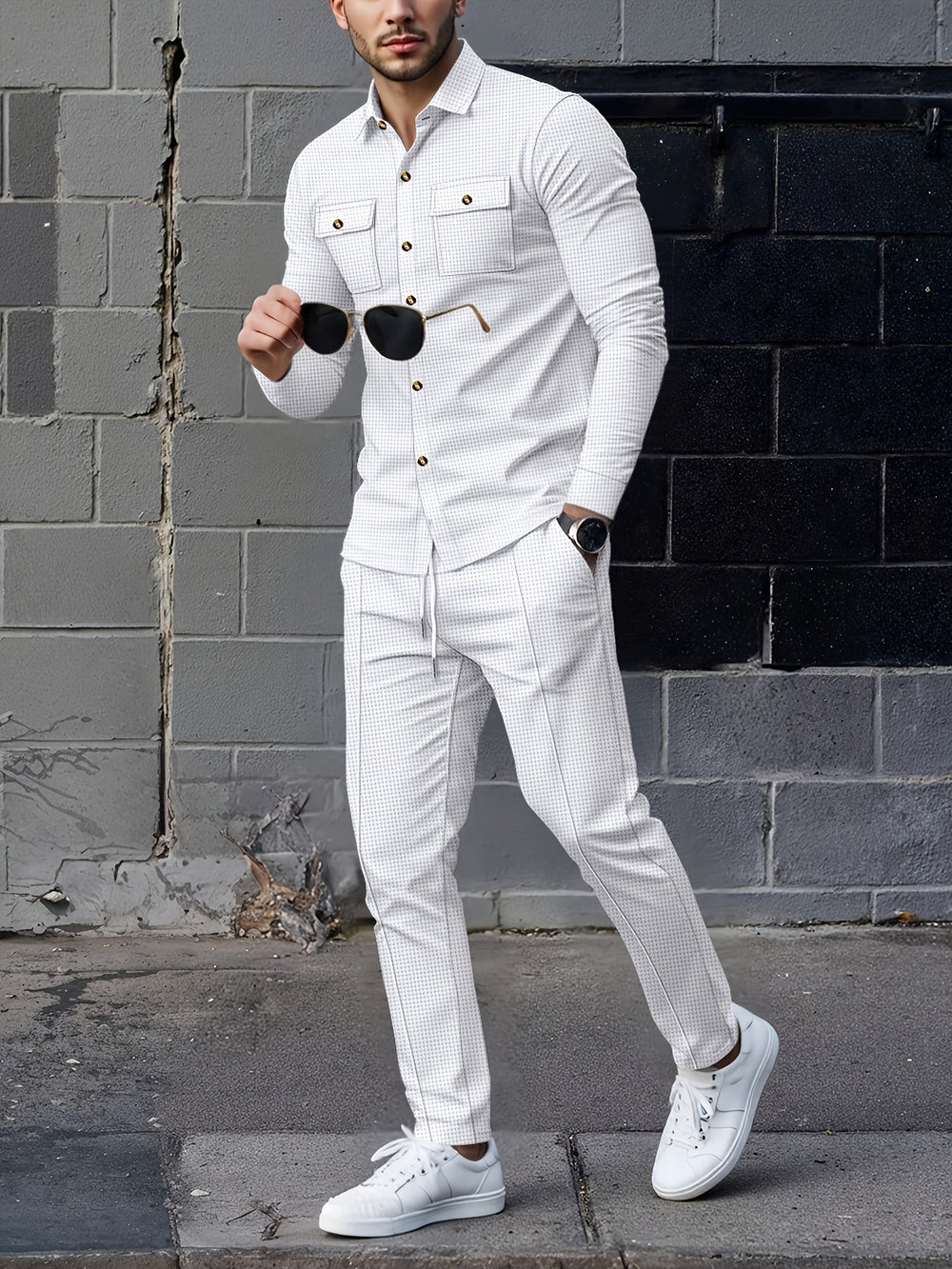 Valerian™ | Men's Two Piece Set with Button Front Shirt Jacket and Drawstring Trousers