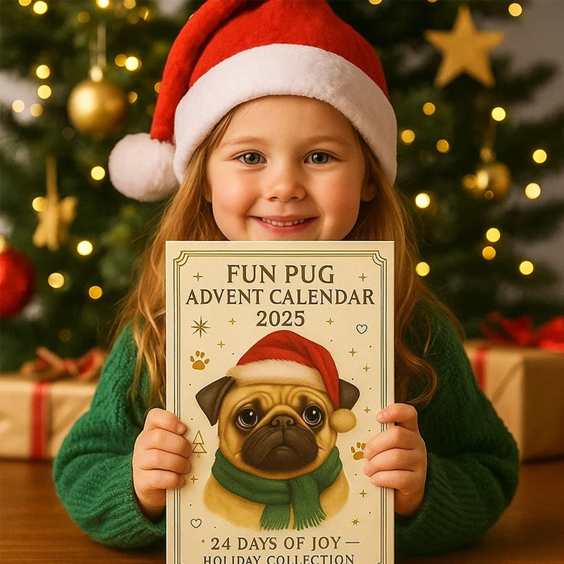 Funny Pug Advent Calendar with 24 Pug Figurines