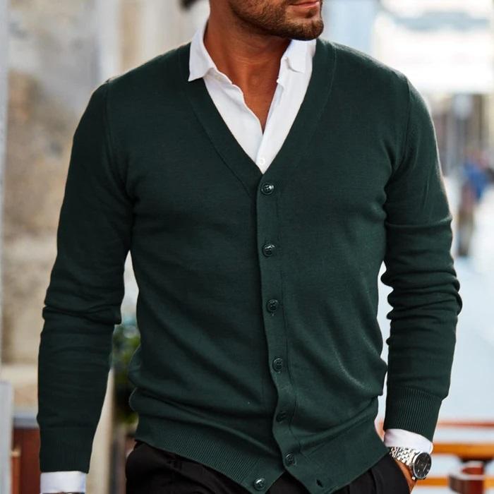 Harvey™ | Men's Fine Knit V-Neck Button Cardigan