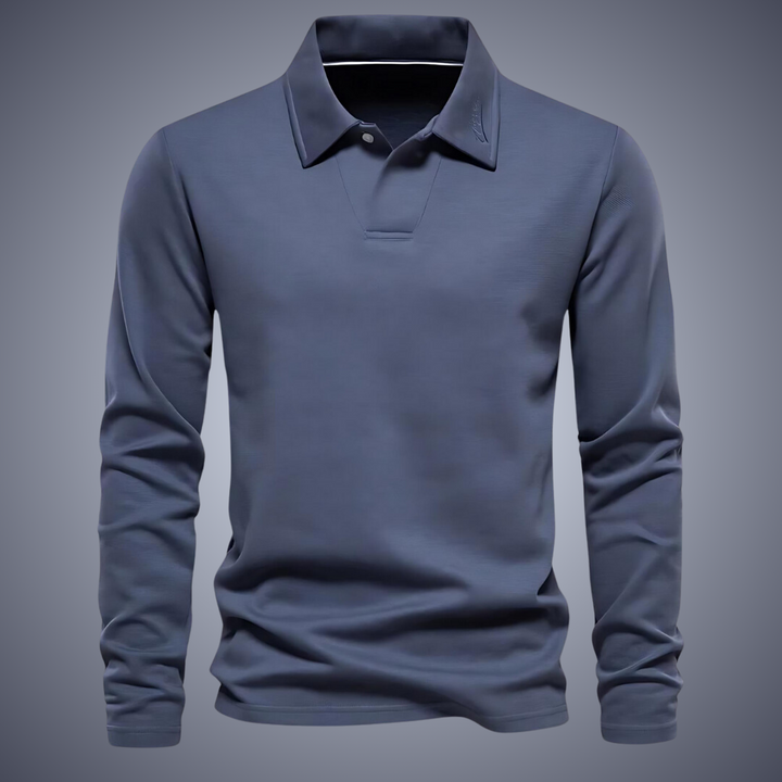 Fabian™ | Men's Long Sleeve Polo Shirt with One-Button Placket