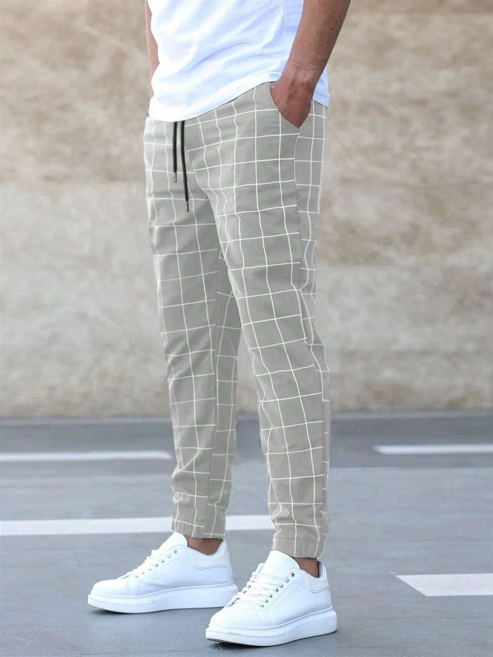 Callum™ | Men's Check Jogger Trousers with Drawstring Waist