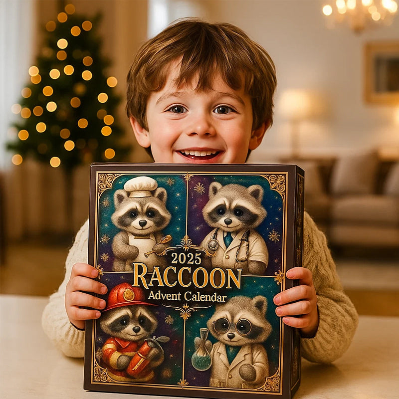 Raccoon Advent Calendar with 24 Raccoon Ornaments