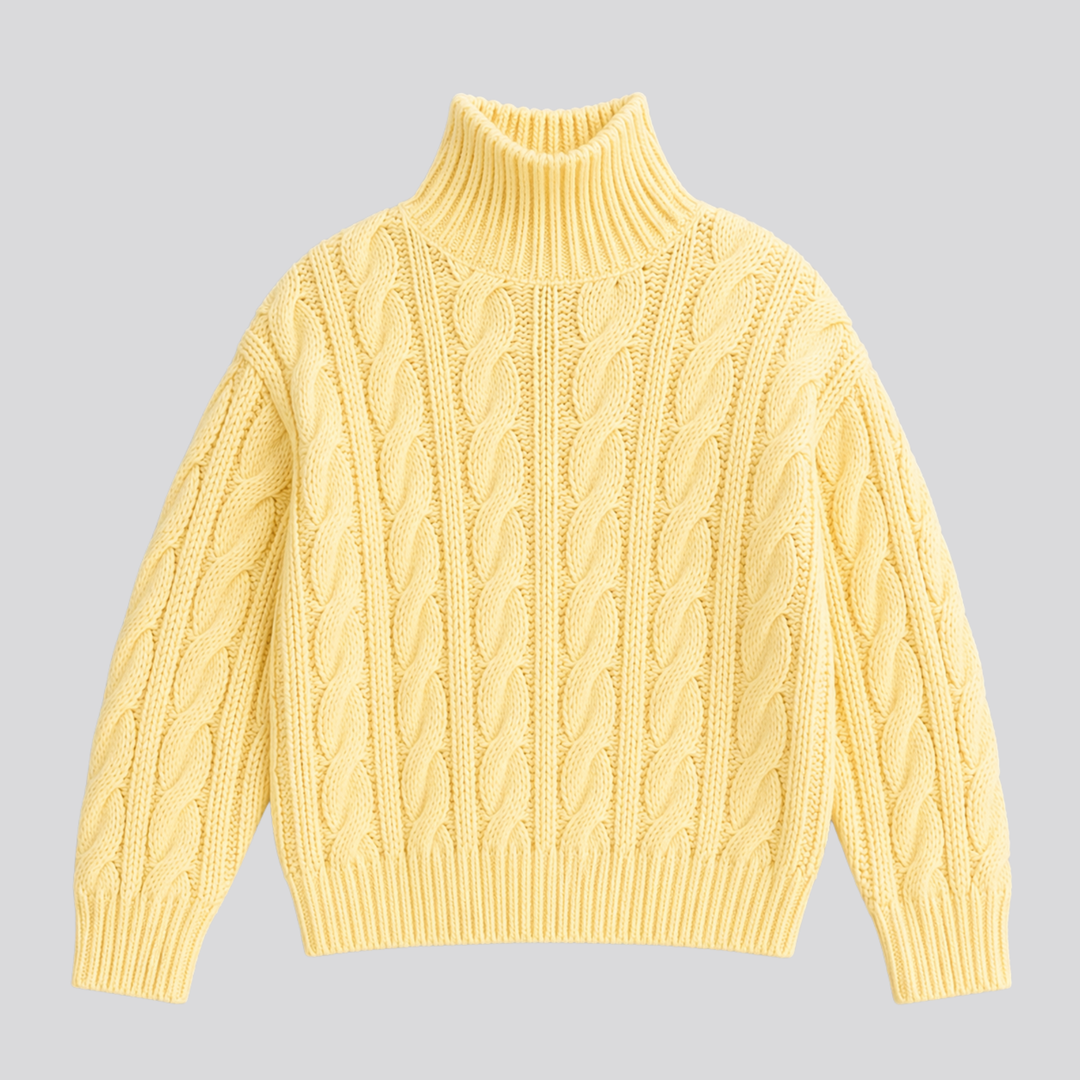 Emeline™ | Merino Wool Funnel Neck Sweater with Textured Knit