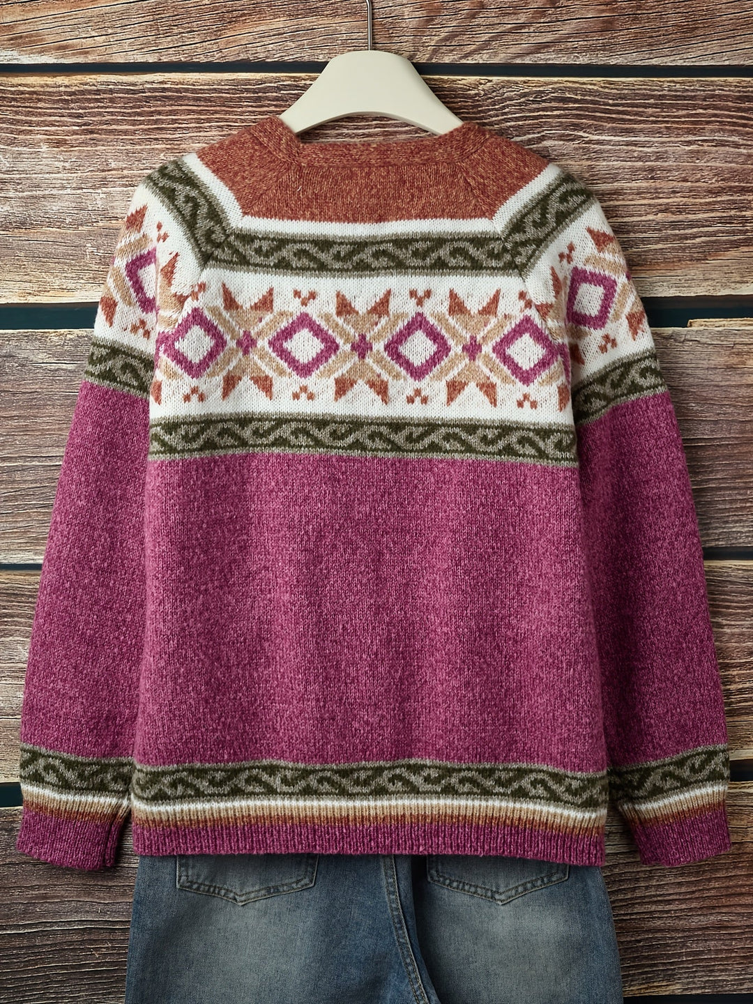 Griselda™ | Women's Fair Isle Yoke Button Front Cardigan