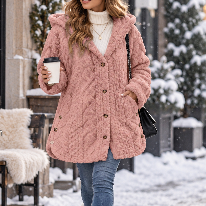 Roseline™ | Women's Hooded Button Front Cardigan with Textured Knit