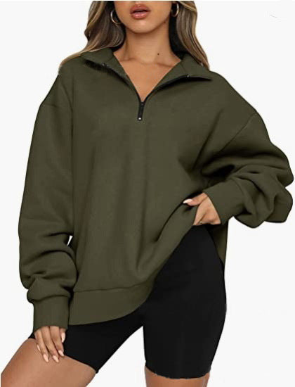Velma™ | Women's Oversized Half Zip Collared Sweatshirt