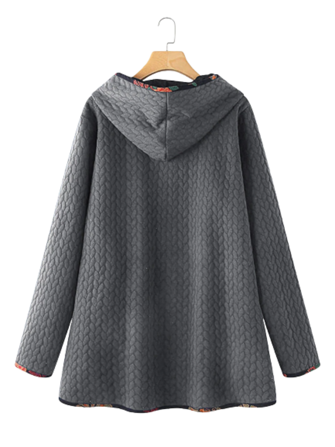 Ebba™ | Women's Hooded Quilted Longline Coat with Printed Trim