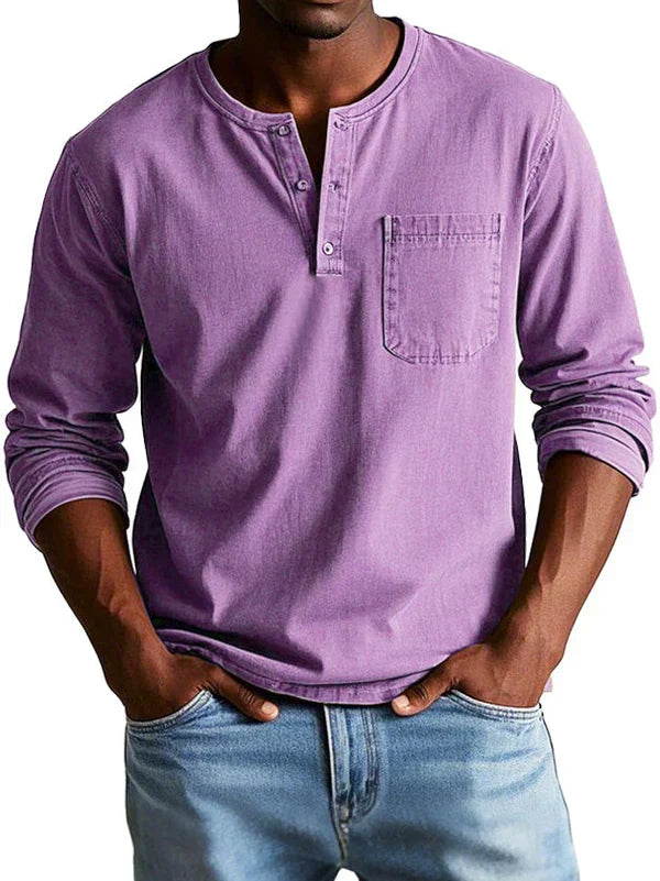 Gauthier™ | Men's Long Sleeve Henley Shirt with Chest Pocket