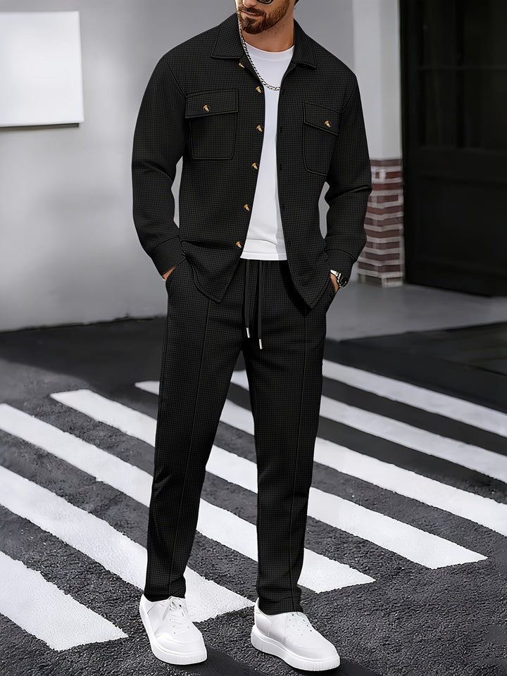 Valerian™ | Men's Two Piece Set with Button Front Shirt Jacket and Drawstring Trousers