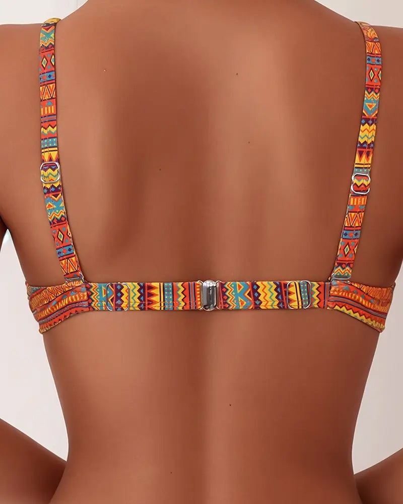 Two-Piece Swimsuit with Striped Print