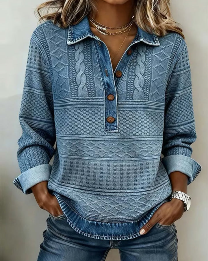 Dolores™ | Trendy Sweatshirt with Half Button & Collar