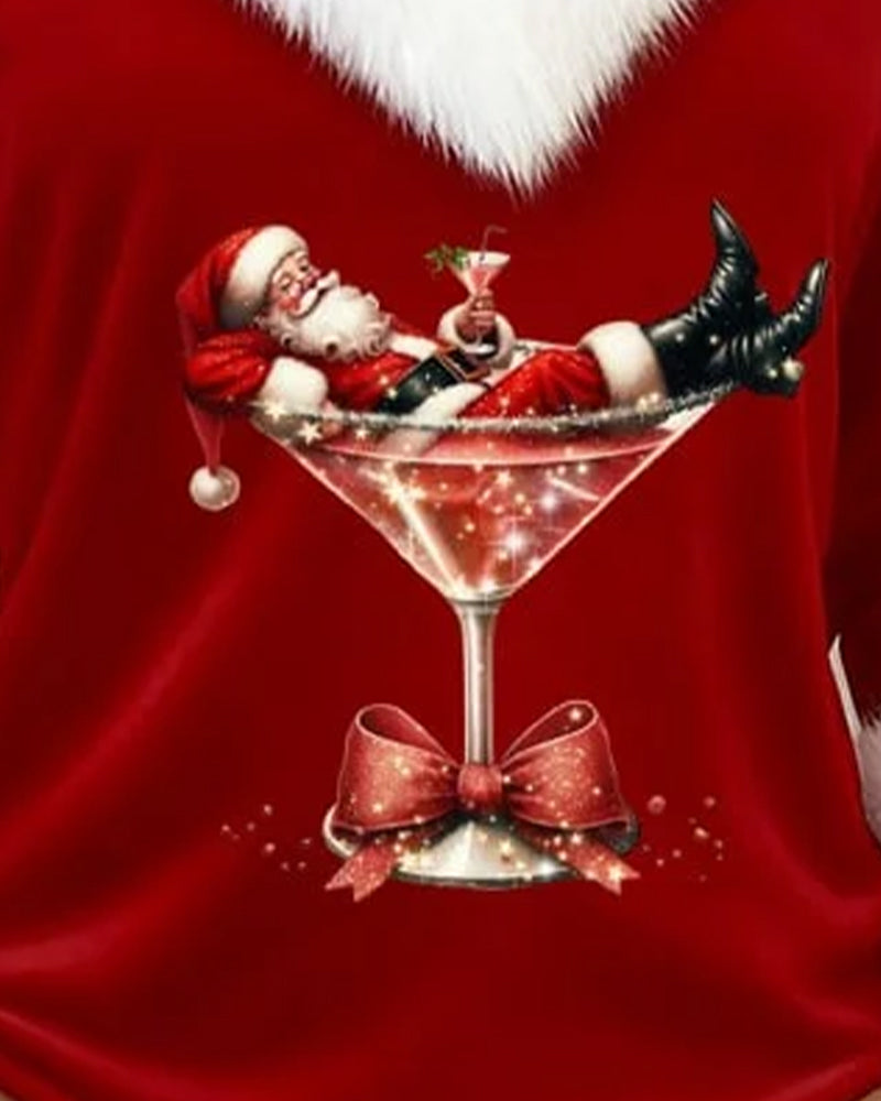 Victorine™ | Women's V-Neck Holiday Top with Plush Collar and Cuffs