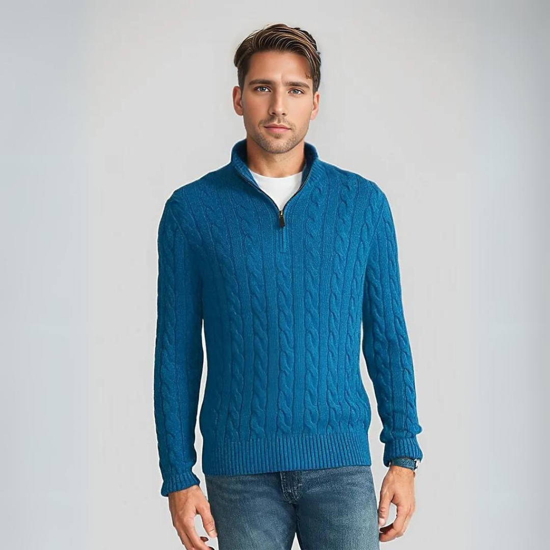 Graham™ | Men's Cable Knit Quarter-Zip Sweater with Mock Collar