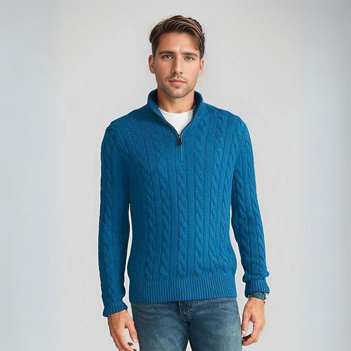 Graham™ | Men's Cable Knit Quarter-Zip Sweater with Mock Collar