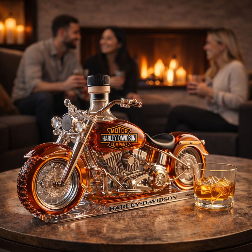 Motorcycle Whisky Decanter in Sculpted Glass