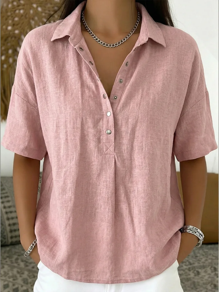 Leda™ | Blouse with Collar & Button Detail